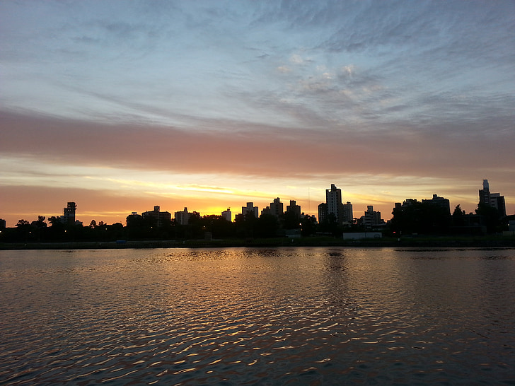 sunset, river, sky, landscape, city, porto, summer
