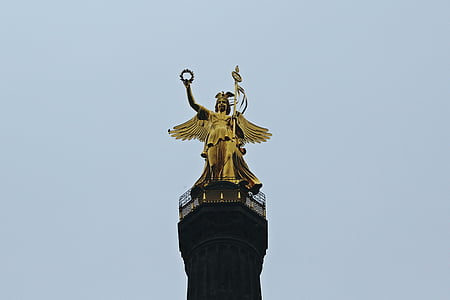 siegessäule, berlin, capital, landmark, places of interest, gold else, sky