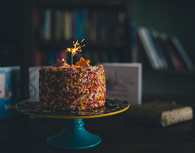 рожден ден, торта, свещ, празник, десерт, сладкарски, бонбони