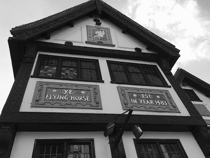 cheval volant, pub, Nottingham, l’Angleterre, UK, historique, vieux
