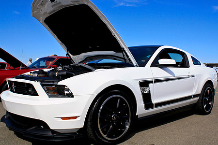 car, auto, ford, mustang, hood, open, vehicle