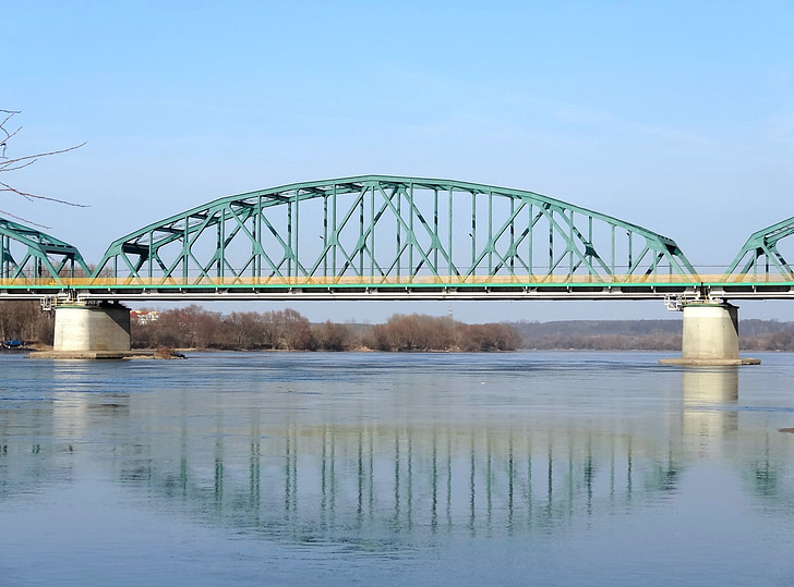 fordonski мост, bydgoszczy, пресичане, Полша, вода, река, отражение