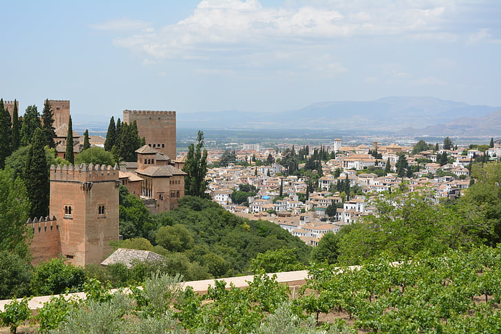 Alhambra, hrad, Granada, Španělsko, Alcazaba, Architektura, postavený struktura