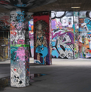 staden, London, Graffiti, Urban, färgglada, underground, färg