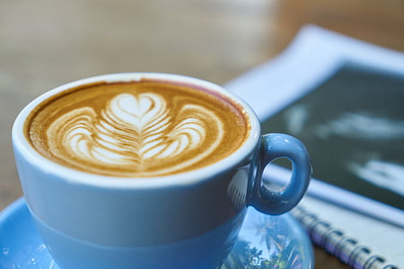 kopi, majalah, membaca, latte, belajar, kafein, pagi