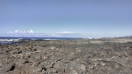 Fuerteventura, Kepulauan Canary, Pantai, batu, laut, pemandangan, berpenghuni