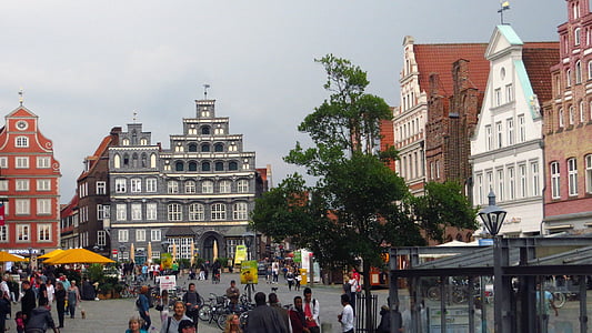 Lüneburg, rakennus, julkisivu, helmi, arkkitehtuuri, vanha kaupunki, ristikon