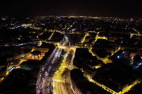 nantes, view from the top, night, streets