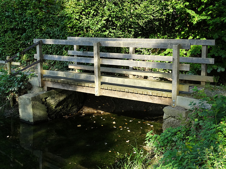 wooden bridge, bridge, water, nature, boardwalk, transition, wood