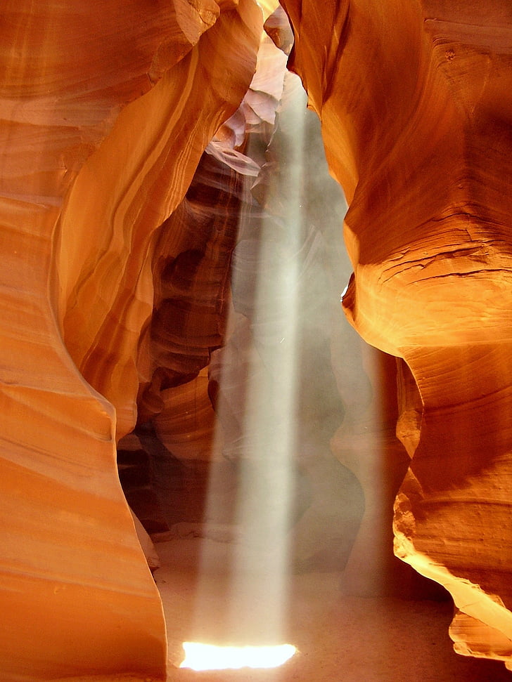 barna, barlang, tengelyek, Antilop-kanyon, Arizona, homokkő, rock, fény
