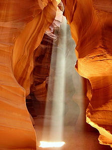 茶色, 洞窟, シャフト, アンテロープ キャニオン、アリゾナ州, 砂岩, ロック, 光