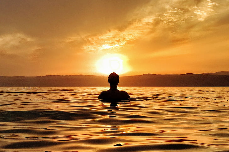 silueta, Foto, čovjek, u okruženju, tijelo, vode, more