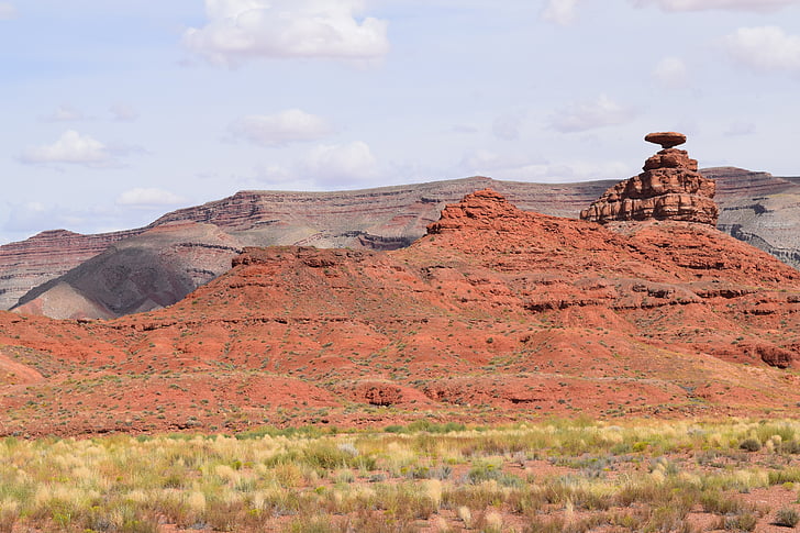 Mexican hat, Utah, Navajo, macierzystego, Pustynia, krajobraz, Rock