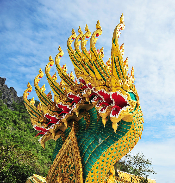 Dragon, starovekej starovekých zvierat, Architektúra, Buddha, Vytvorenie, Carving, farby