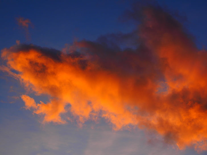 nube, posluminiscencia, rojo, puesta de sol, cielo, cielo de la tarde, forma de las nubes