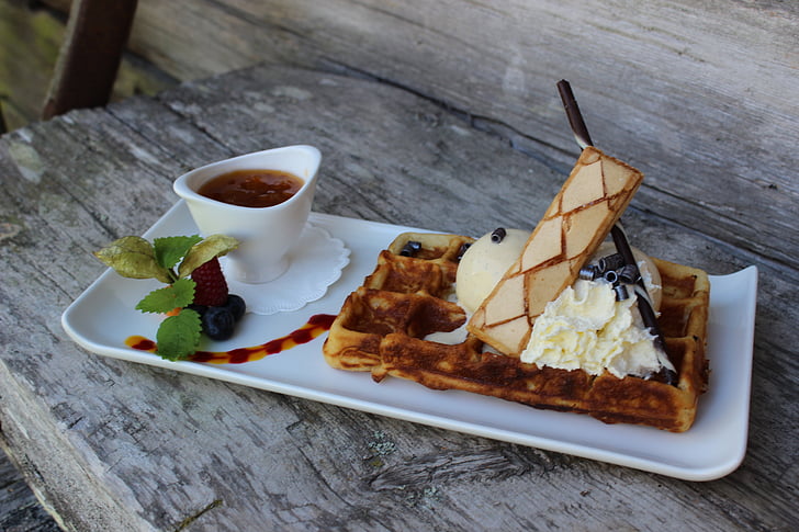 waffle, chalet, cloudberry
