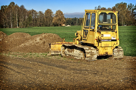construction machine, caterpillar, bulldozer, commercial vehicle, work, road, site
