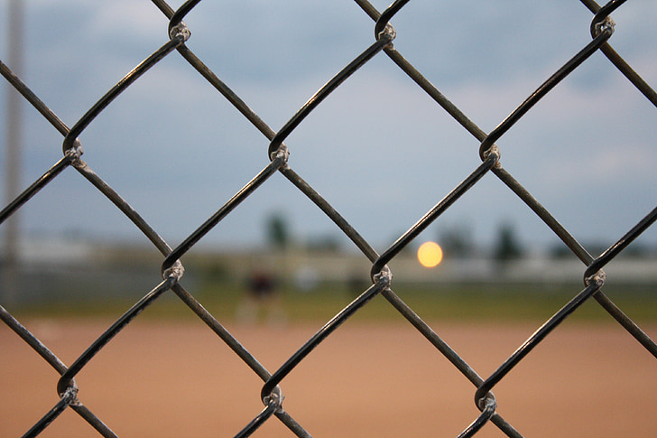 fence, baseball, chain, link, chain link, diamond, field
