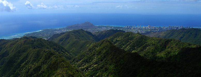 Hawaii, Panorama, Island, Tropical, Ocean, Sea, mäed