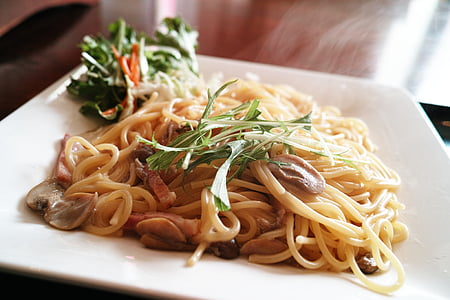 Restaurant, dieet, voedsel, pasta, spaghetti