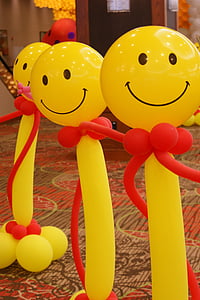 balony, szczęśliwy, Smiley, twarze, uśmiechający się, uśmiech, twarz
