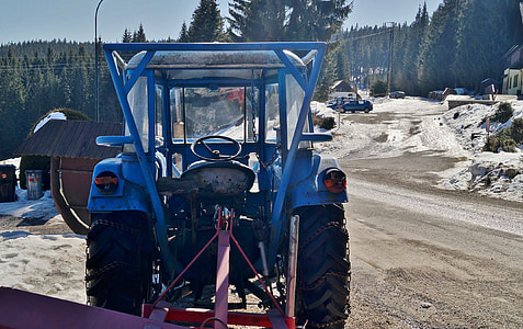 tractor, Zetor, Oldtimer, iarna, raclete de zăpadă, drumul, vechi