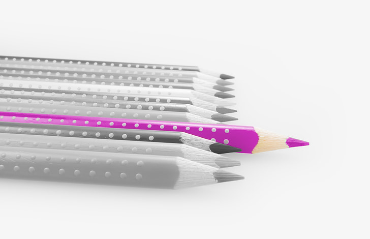olovke, olovke u boji, Boja olovke, olovke, šarene, roza, ured