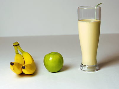 banana, apple, smoothie, drink, fruit, diet, milkshake