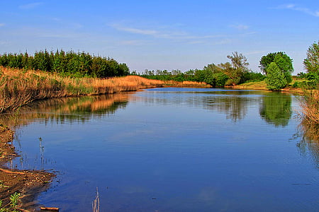 pond, landscape, water, hdr image