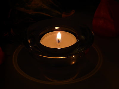 sveča, tealight, plamen, gorijo, romance, ljubezen, večer