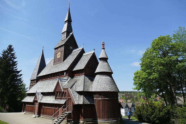 Stave church, Goslar-hahnenklee, vieux, conservation historique, Historiquement, belle, bâtiment