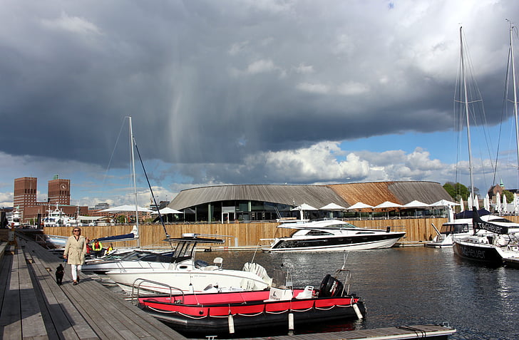 Ốt-xlô, Na Uy, Port, Oslofjord, thành phố, Town hall, mùa hè