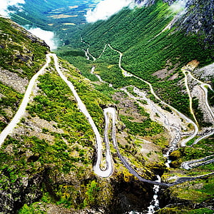 Noruega, Troll cabeça, serpentina, natureza, estrada