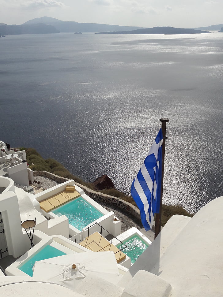 greece, sea, swimming pool, cyclades, mediterranean, island, holiday