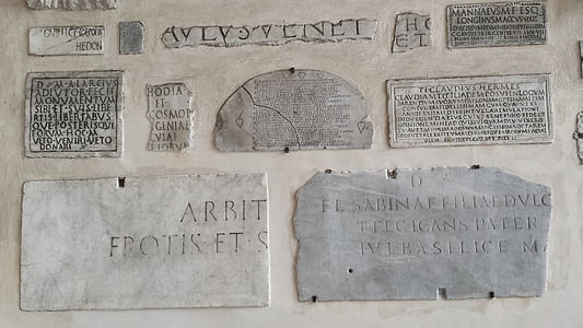 Roma, Iglesia, arreglos de discos, inscripciones, las inscripciones, pared