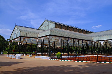stiklo namai, Botanikos sodas, LAL bagh, Bangalore, Karnataka, Indija
