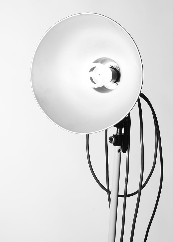 lampa, černá bílá, vertikální, Studio záběr, žádní lidé, technologie, detail