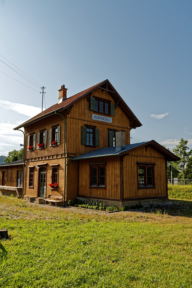 järnvägsstation, gamla, hem, byggnad, Stuga, truss, Fachwerkhaus