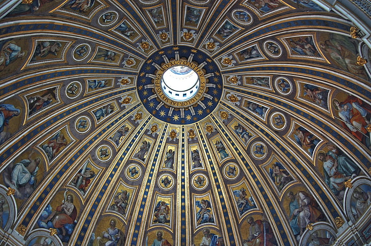 Rome, Svētā Pētera katedrāles, kupolu iekšpusē, arhitektūra, dome, griesti, baznīca