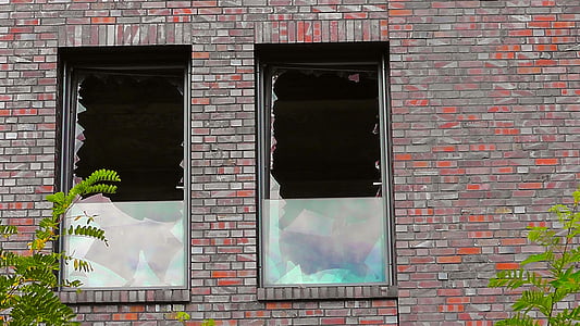rovina, decadimento, finestra, lasciare, fatiscente, disco, costruzione
