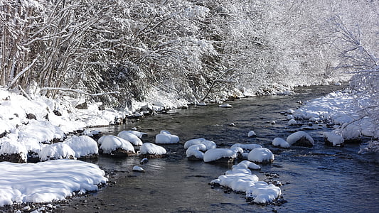 invierno, nieve, de Bach, madura, invernal, Allgäu, paisaje