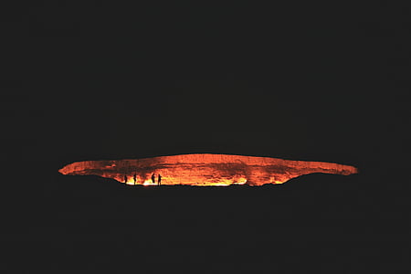 vulcan, silueta oameni, silueta, oameni, negru, nici un popor, caldura - temperatura