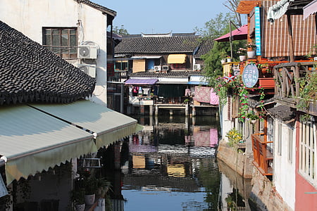 zhujiajiao, η αρχαία πόλη, σπίτια, πολιτισμών, αρχιτεκτονική, σπίτι, Ποταμός