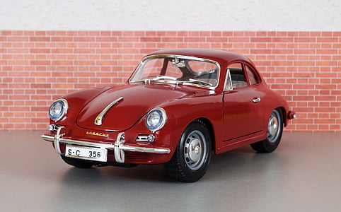Model samochodu, Porsche, Porsche 356, sportowy, czerwony, pojazd, zabawki