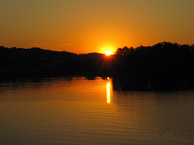 日落, 自然, 哈尔维尔湖, 湖