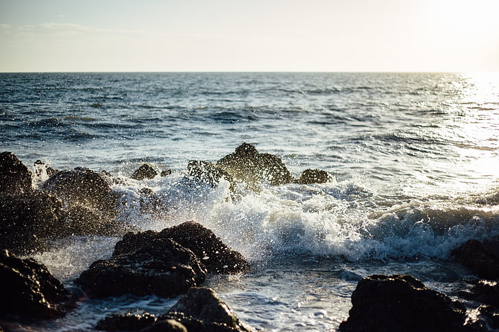 sea, ocean, water, waves, nature, rocks, rocky