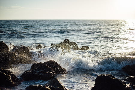 jūra, vandenyno, vandens, bangos, Gamta, akmenų, uolų