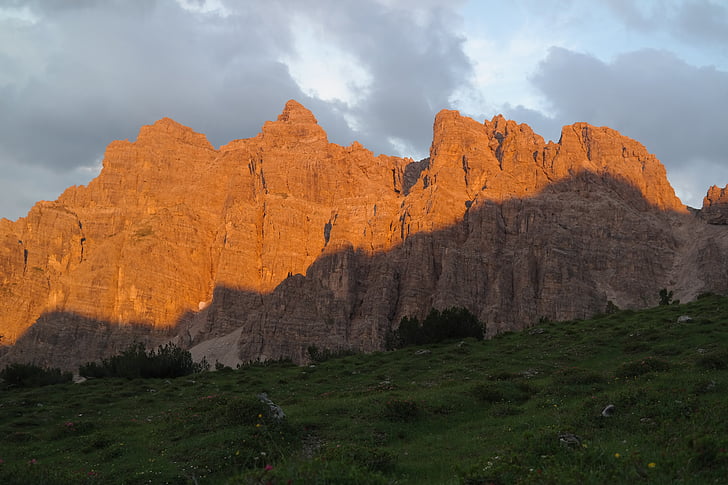 Alpenglühen, Lynx hlavy, hory, Rock, skalní stěna, alpské, Allgäuské Alpy