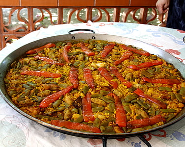 paella, kök, ris, traditionell maträtt, grönsaker