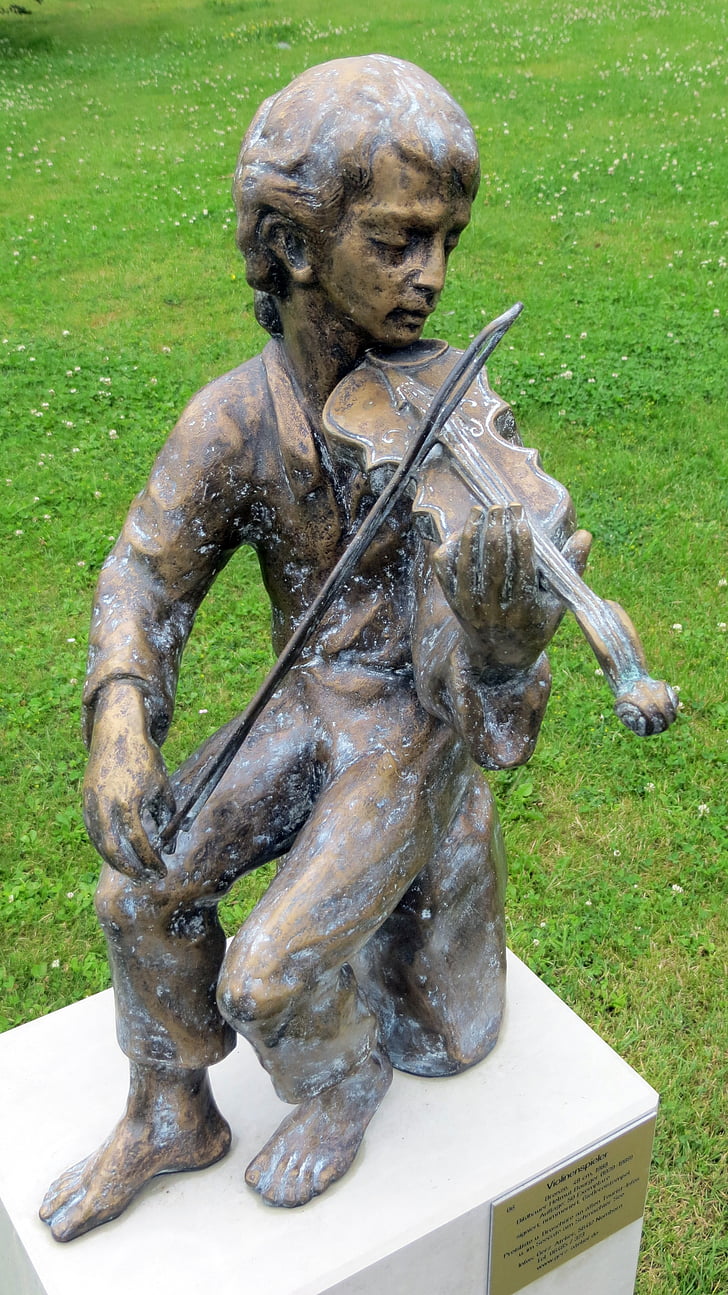 скульптура, музика, скрипка, гравці, музикант, парк, фігура